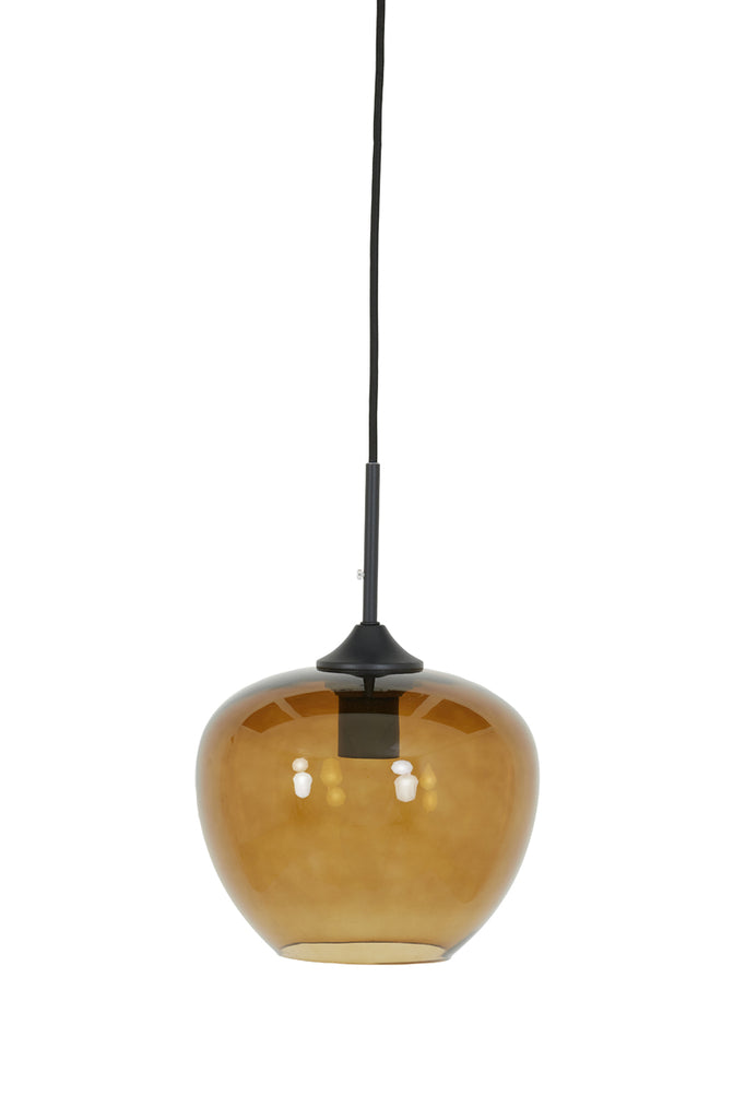 Light &amp; Living - Lampe à suspension 'Mayson' (Taille S, Verre Marron &amp; Noir)