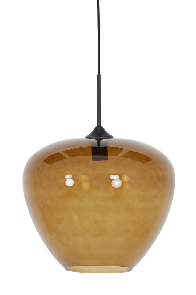 Light &amp; Living - Lampe à suspension 'Mayson' (Verre, Marron &amp; Noir)