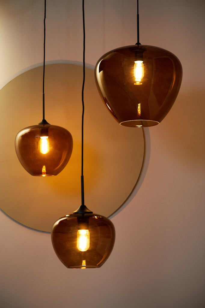 Light & Living - Hanglamp 'Mayson' (Glas, Bruin & Zwart)