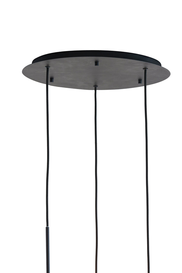 Light &amp; Living - Lampe suspendue 'Mayson' (3 pièces, verre fumé, Noir mat)