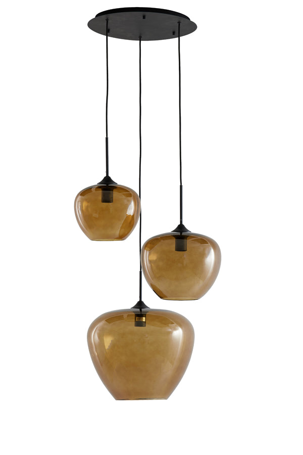 Light &amp; Living - Lampe suspendue 'Mayson' (3 pièces, verre, Marron &amp; Noir Mat)