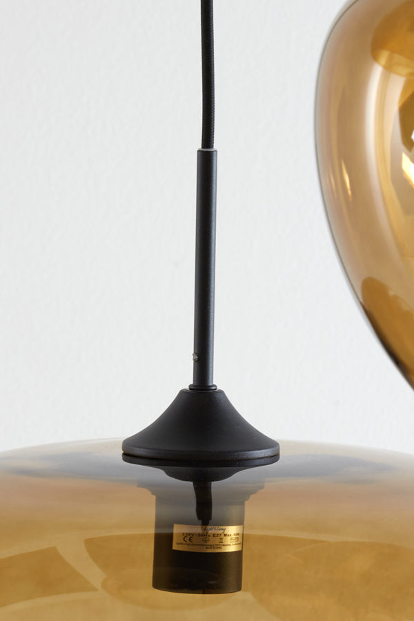 Light &amp; Living - Lampe suspendue 'Mayson' (3 pièces, verre, Marron &amp; Noir Mat)