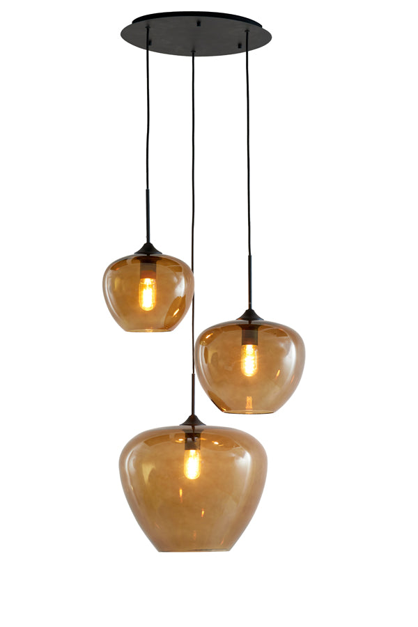 Light &amp; Living - Lampe suspendue 'Mayson' (3 pièces, verre, Marron &amp; Noir Mat)