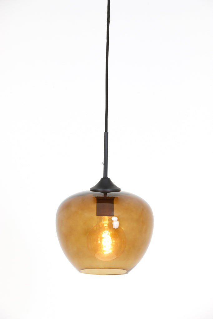 Light & Living - Hanglamp 'Mayson' (Maat S, Glass Brown & Black)