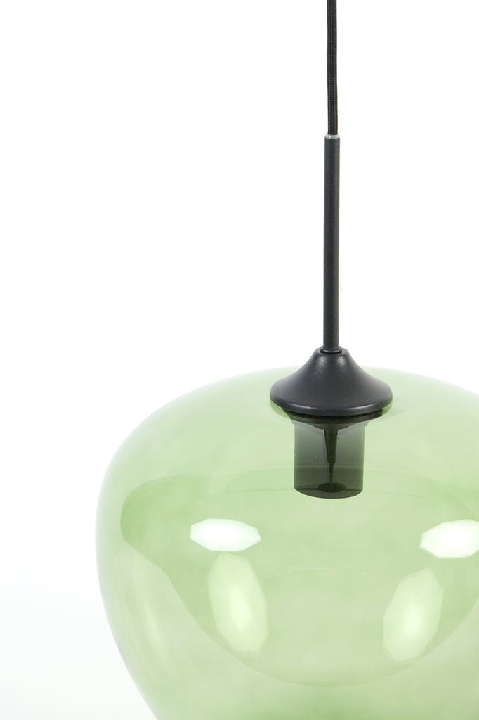 Light &amp; Living - Lampe suspendue 'Mayson' (Taille M, Verre Vert &amp; Noir Mat)