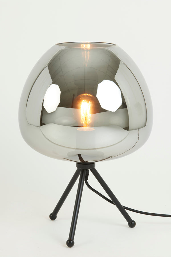 Light &amp; Living - Lampe de table 'Mayson' (Verre Fumé &amp; Noir Mat)