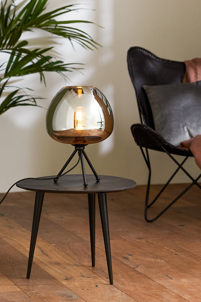 Light &amp; Living - Lampe de table 'Mayson' (Verre Fumé &amp; Noir Mat)