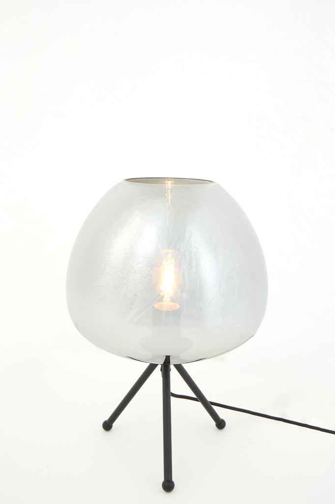 Light &amp; Living - Lampe de table 'Mayson' (Verre Fumé &amp; Noir Mat)