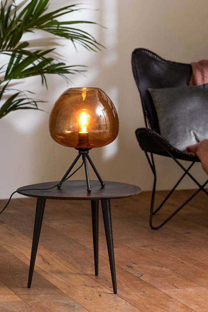 Light &amp; Living - Lampe de table 'Mayson' (Verre Marron &amp; Noir Mat)