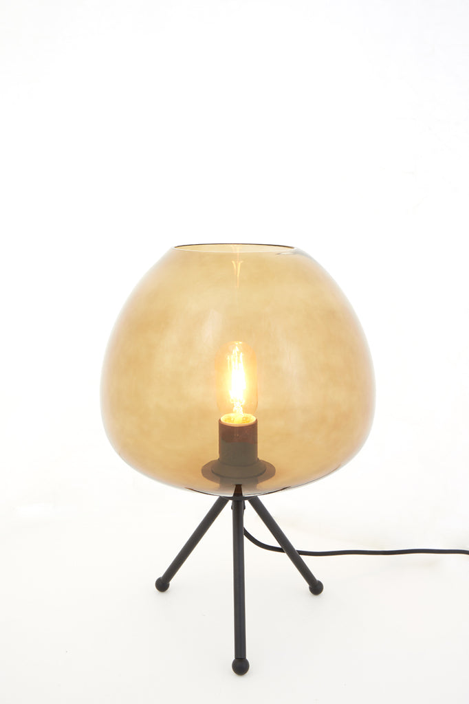 Light &amp; Living - Lampe de table 'Mayson' (Verre Marron &amp; Noir Mat)