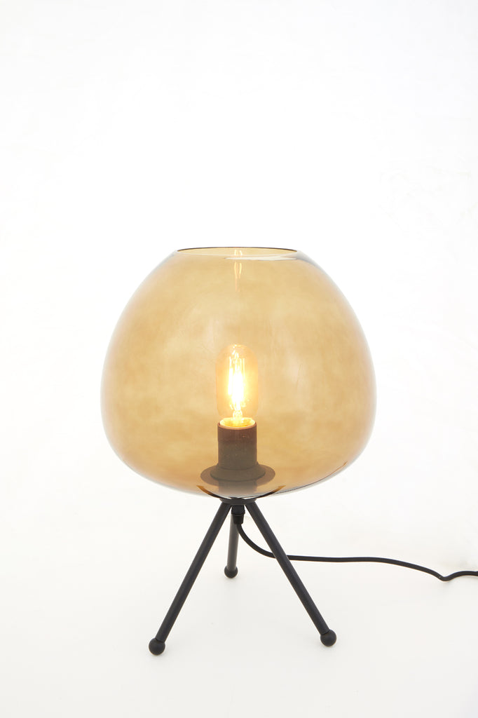 Light &amp; Living - Lampe de table 'Mayson' (Verre Marron &amp; Noir Mat)