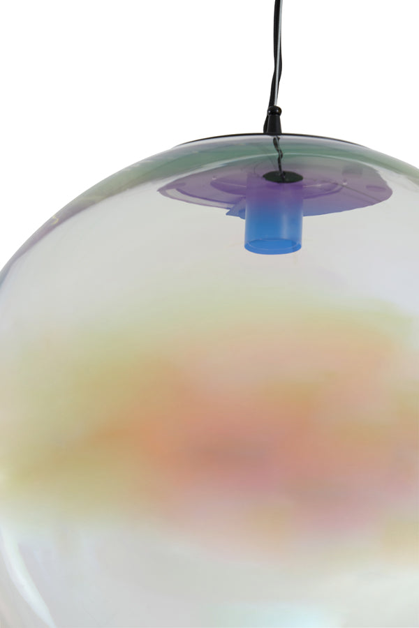 Light &amp; Living - Lampe suspendue 'Medina' (48cm, Verre, Arc-en-ciel et Noir)