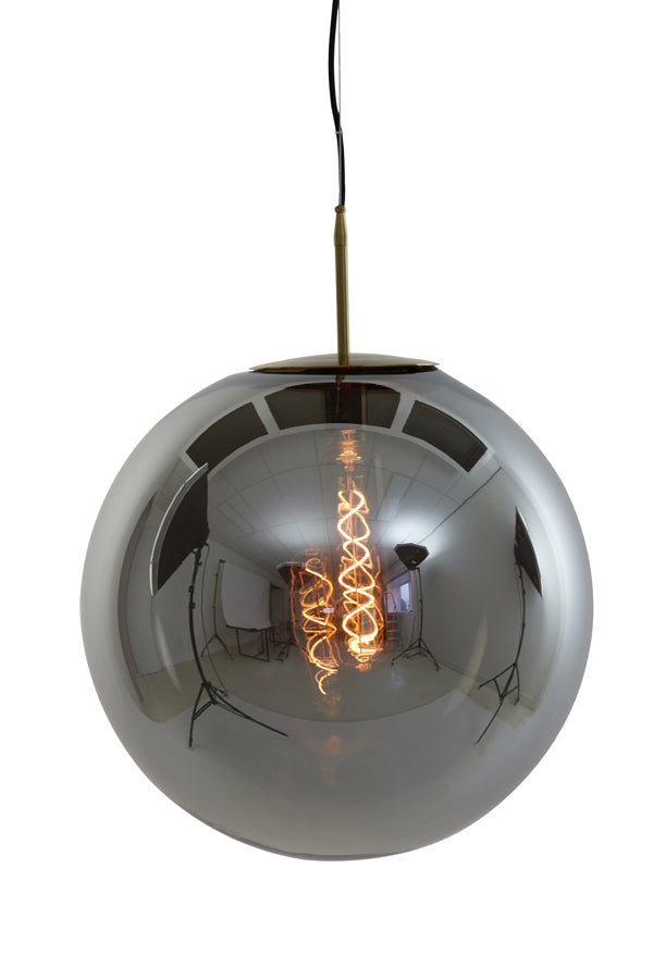 Light &amp; Living - Lampe à suspension 'Medina' (48cm, Verre Fumé, Bronze Antique)