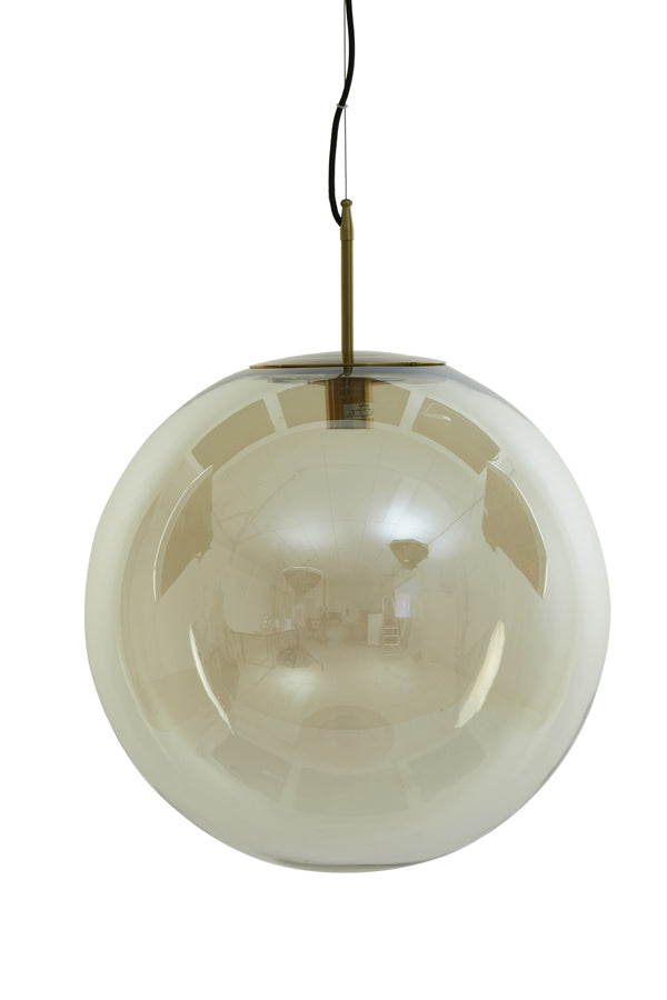 Light &amp; Living - Lampe à suspension 'Medina' (48cm, Verre, Bronze Antique et Ambre)