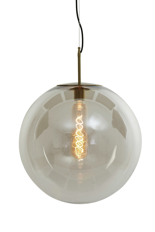 Light &amp; Living - Lampe à suspension 'Medina' (48cm, Verre, Bronze Antique et Transparent)