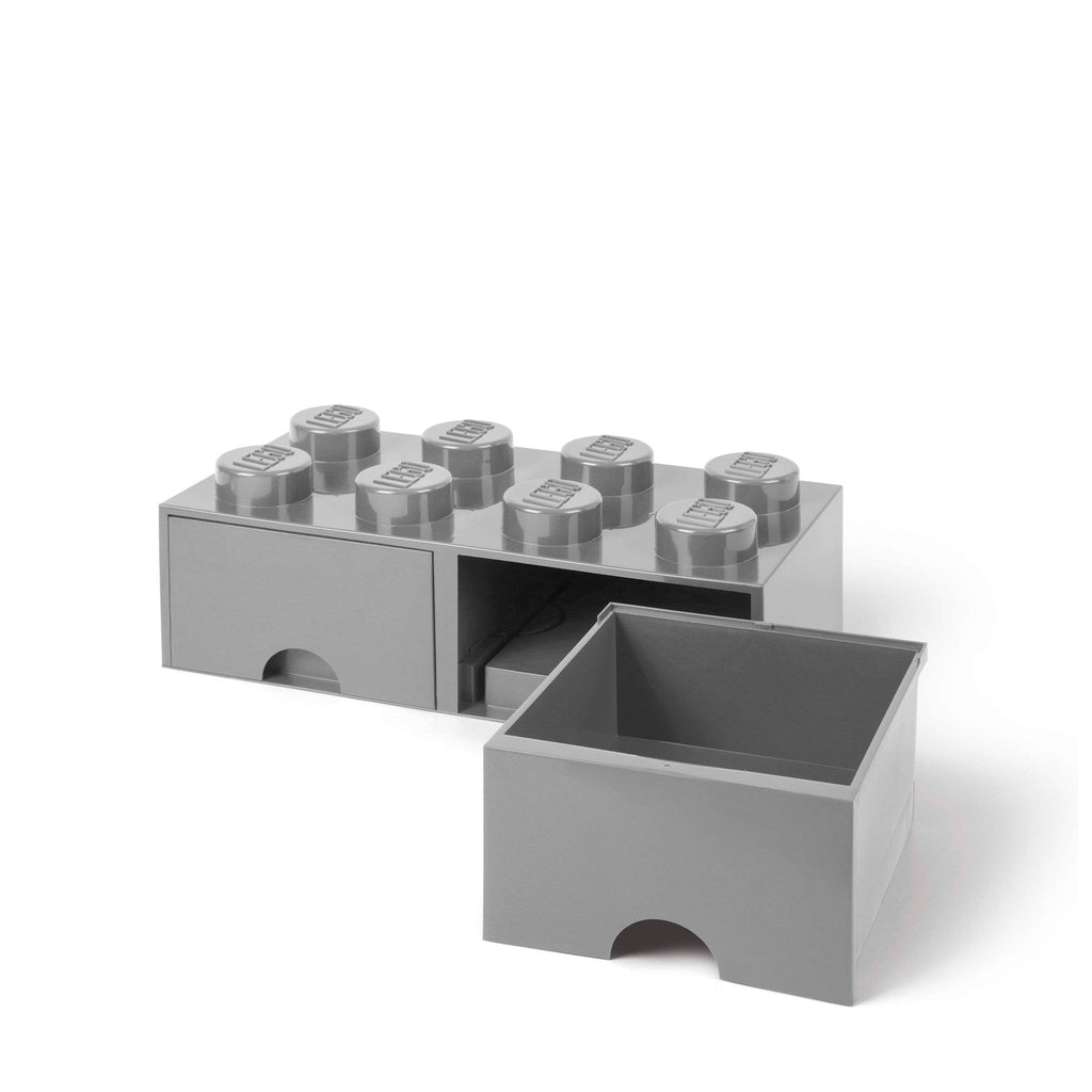Lego - Opbergbox 'Brick 8' (Met twee lades, Grijs)