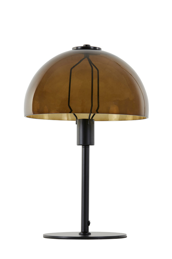 Light &amp; Living - Lampe de table 'Mellan' (Noir Mat &amp; Verre Marron)