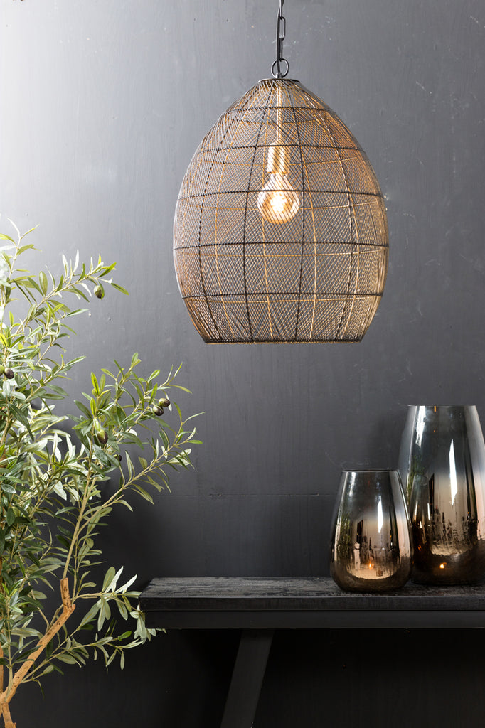 Light &amp; Living - Lampe suspendue 'Meya' (Taille L, Noir &amp; Or)