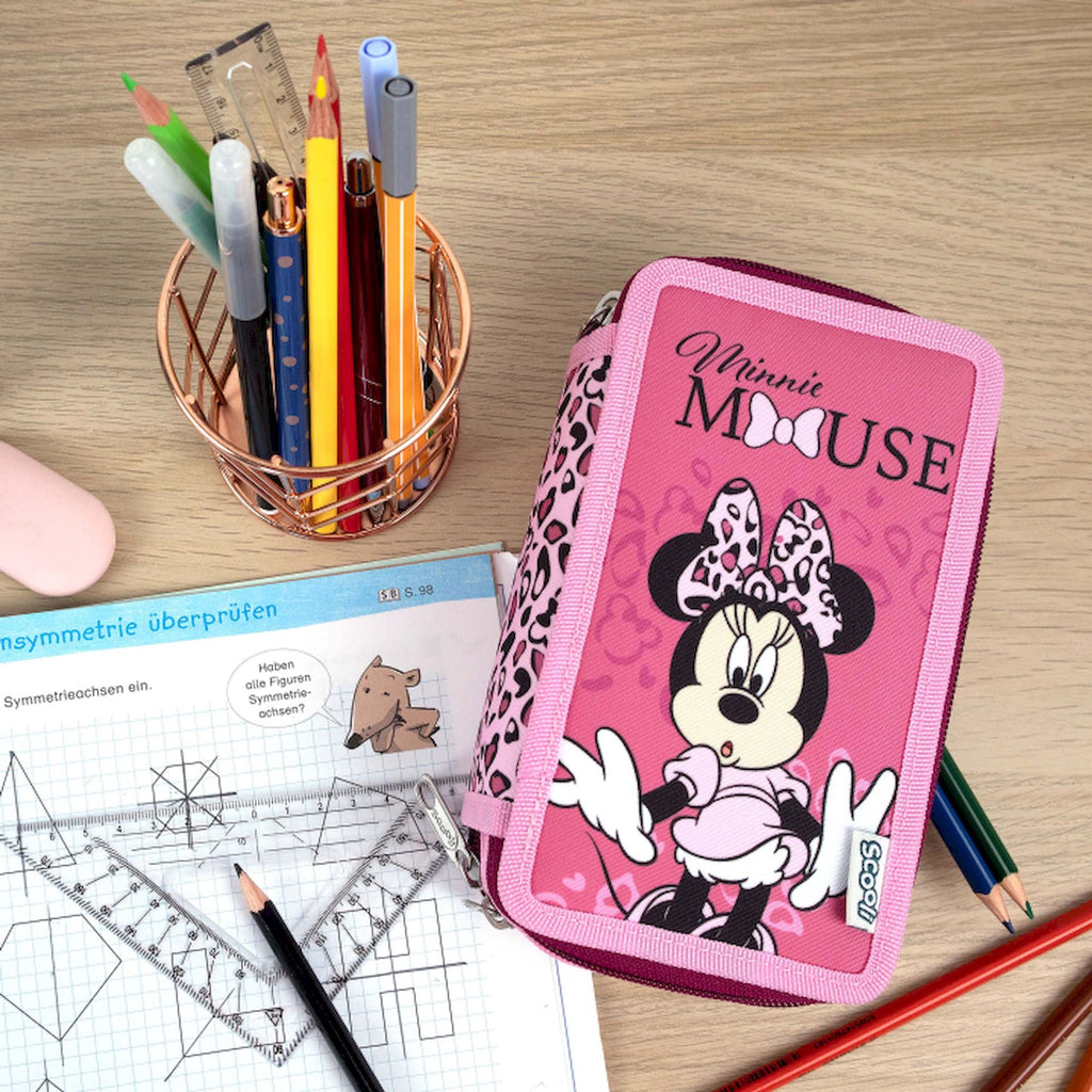 Undercover - Schooletui 3 laags met inhoud 'Minnie Mouse'