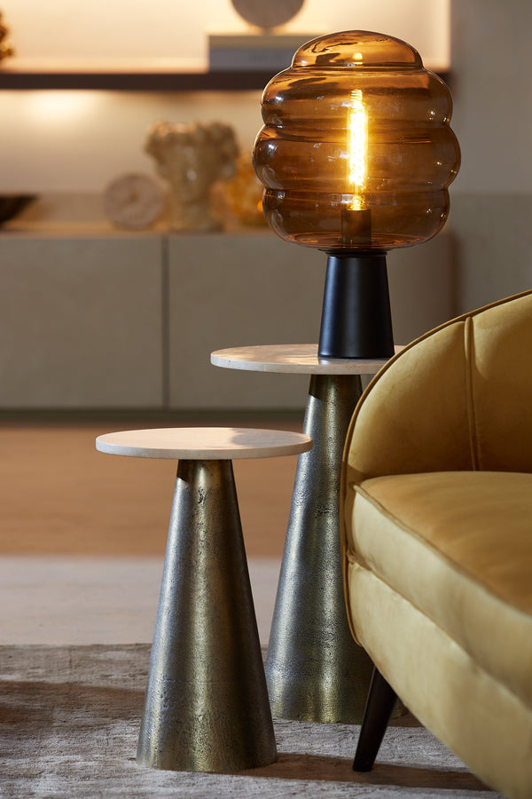 Light &amp; Living - Lampe de table 'Misty' (Verre Marron &amp; Noir Mat)