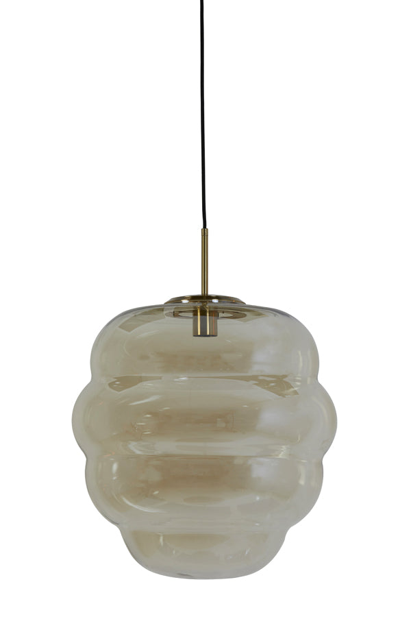 Light &amp; Living - Lampe suspendue 'Misty' (Taille M, Verre, Ambre et Or)