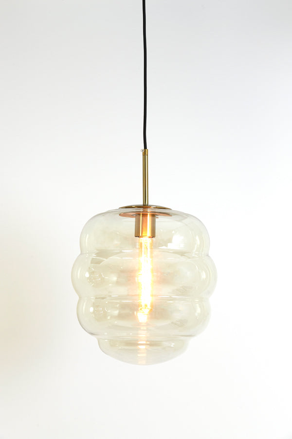 Light &amp; Living - Lampe suspendue 'Misty' (Taille S, Verre, Ambre et Or)