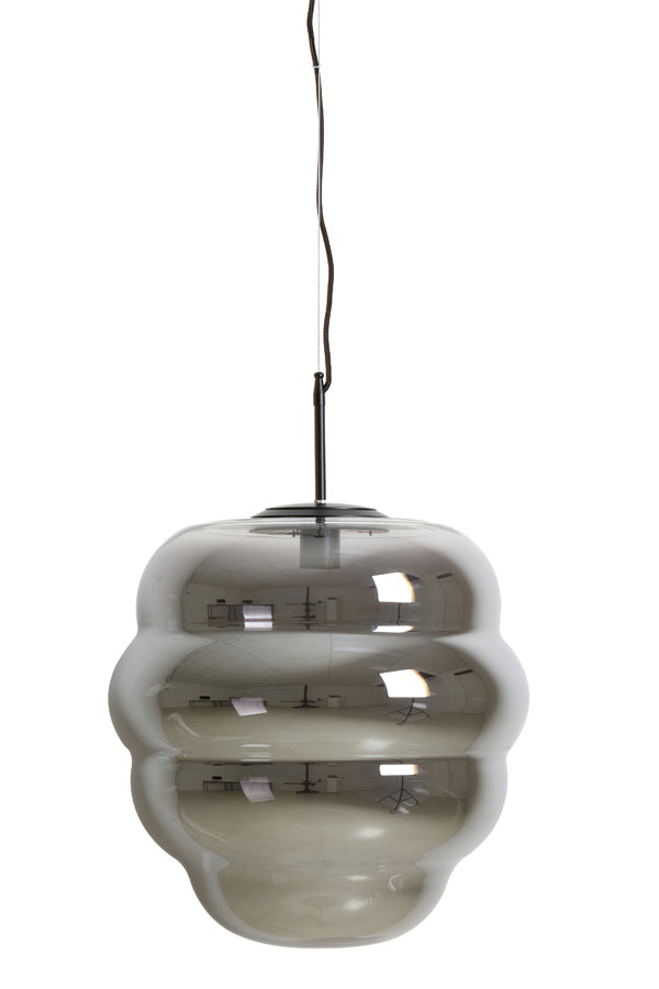 Light &amp; Living - Lampe suspendue 'Misty' (Taille M, Verre fumé, Noir mat)