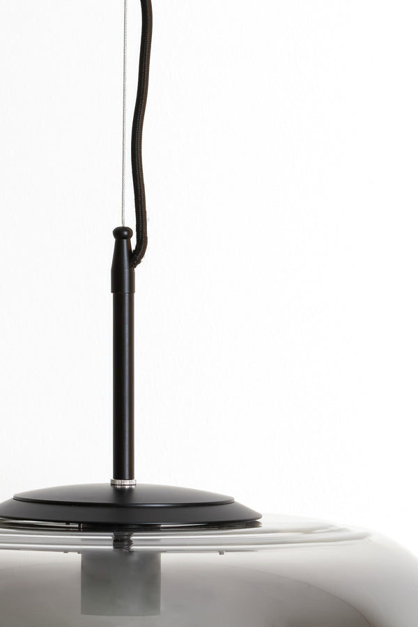 Light &amp; Living - Lampe suspendue 'Misty' (Taille M, Verre fumé, Noir mat)