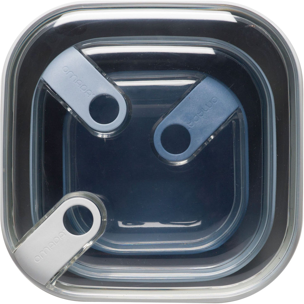 Omada - Lunchboxen 'Pull Box' (Vierkant, Set van 3, Blauw en wit)