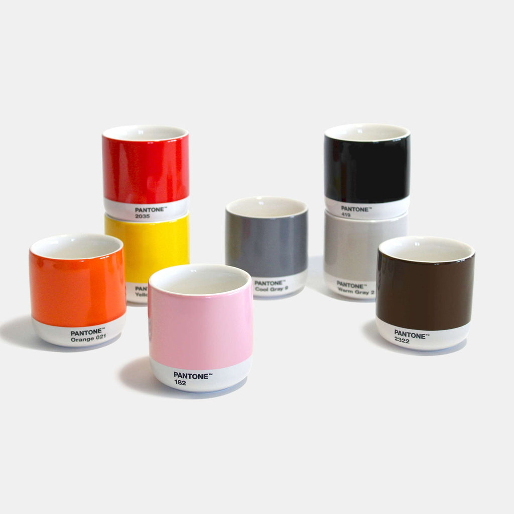 Copenhagen Design - Tasses à Macchiato dans une boîte cadeau 'Pantone' (lot de 4, 100 ml, gris chaud/gris froid/marron/noir)