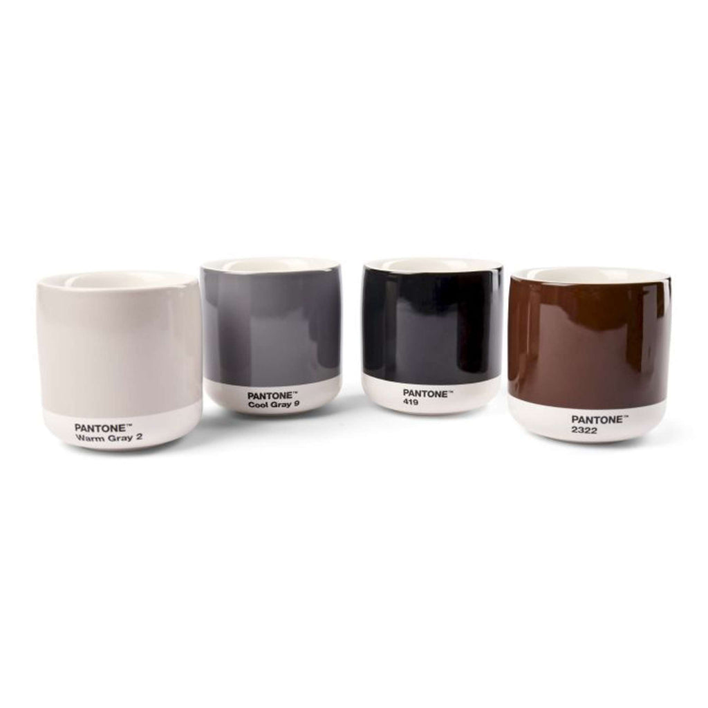 Copenhagen Design - Latte bekers in giftbox 'Pantone' (Set van 4, Dubbelwandig, 220ml, Warm Grey/Cool Grey/Brown/Black)