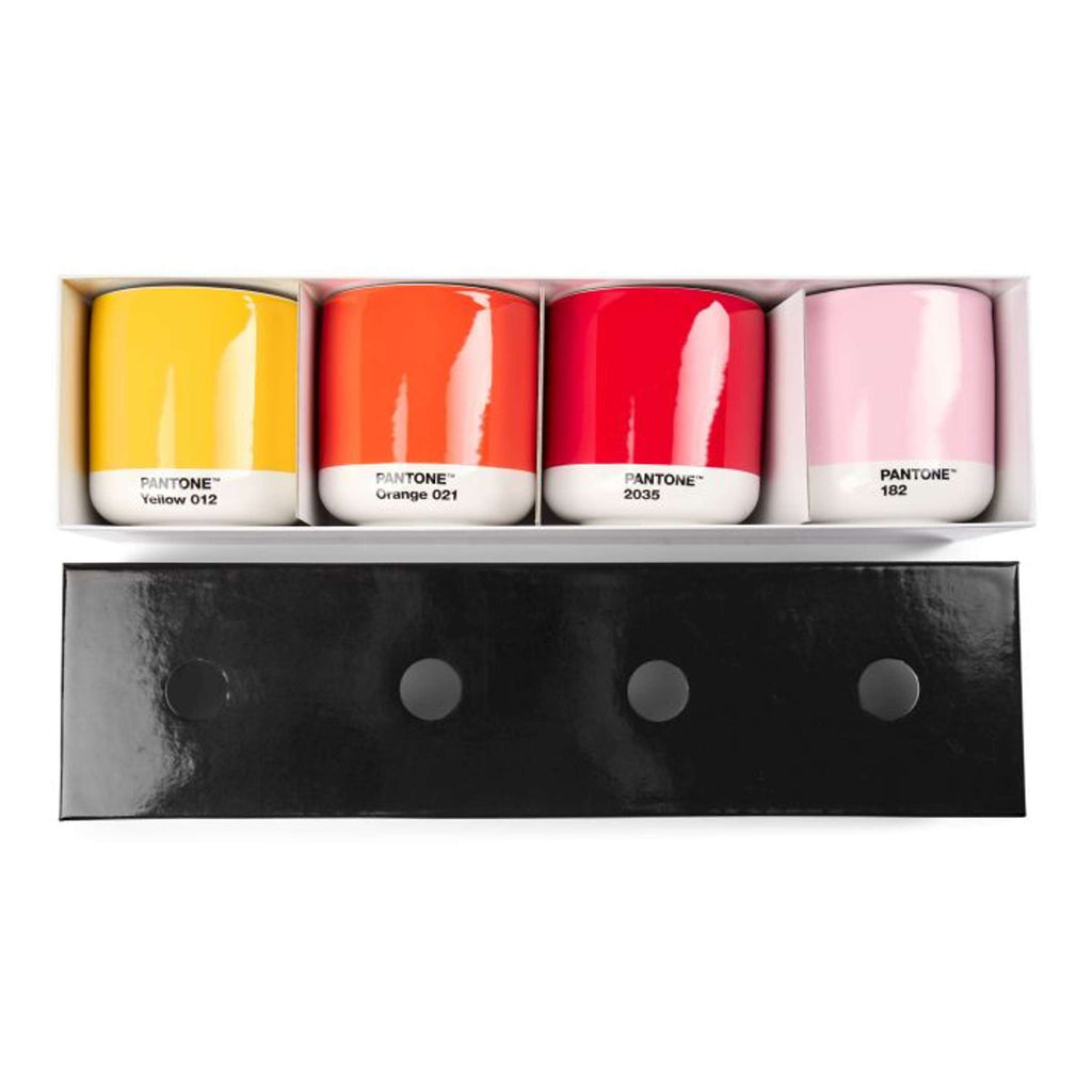 Copenhagen Design - Tasses à latte dans une boîte cadeau 'Pantone' (lot de 4, double paroi, 220 ml, jaune/rouge/orange/rose clair)