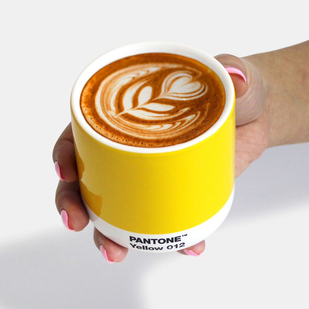 Copenhagen Design - Tasses à latte dans une boîte cadeau 'Pantone' (lot de 4, double paroi, 220 ml, jaune/rouge/orange/rose clair)