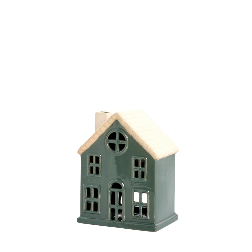 Lene Bjerre - Decoratief huis 'Hollia' (18cm hoog, Donkergroen)