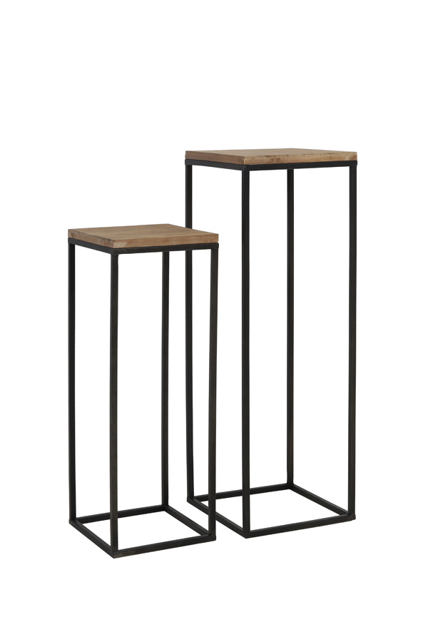 Light &amp; Living - Pilier 'Yarula' (Lot de 2, Bois, Noir)