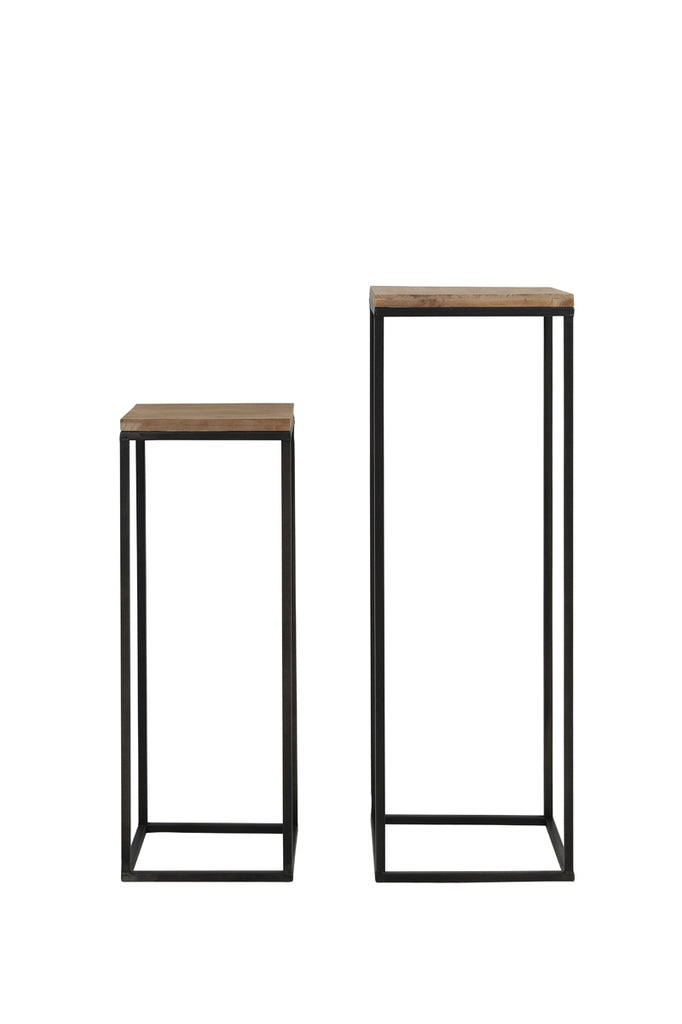 Light &amp; Living - Pilier 'Yarula' (Lot de 2, Bois, Noir)