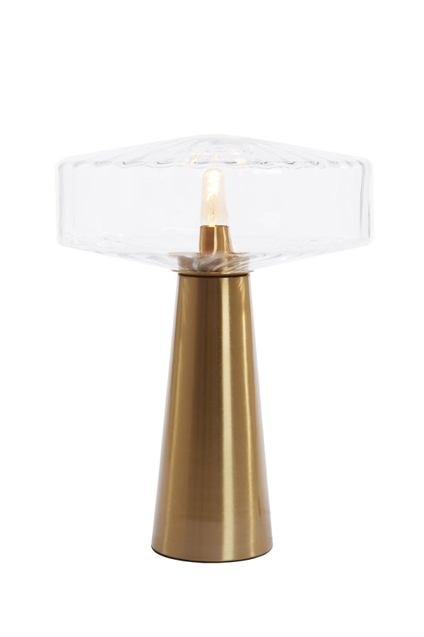 Light &amp; Living - Lampe de table 'Pleat' (Taille L, Verre Clair &amp; Or)