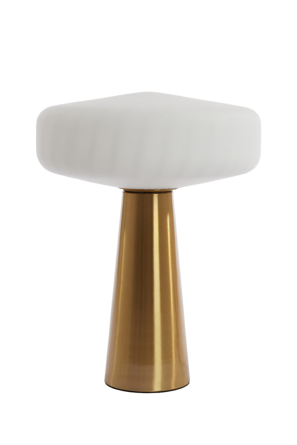 Light &amp; Living - Lampe de table 'Pleat' (Taille L, Verre Blanc Mat &amp; Or)