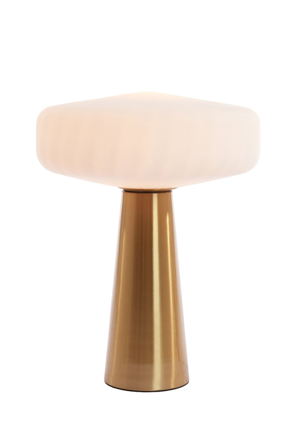 Light &amp; Living - Lampe de table 'Pleat' (Taille L, Verre Blanc Mat &amp; Or)