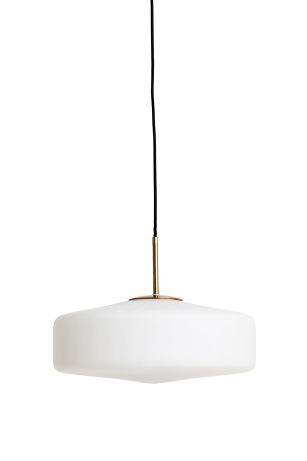 Light &amp; Living - Lampe suspendue 'Pleat' (Taille M, Verre, Blanc Mat &amp; Or)