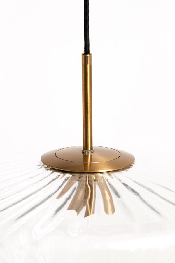 Light & Living - Hanglamp 'Pleat' (Maat L, Glas, Helder & Goud)