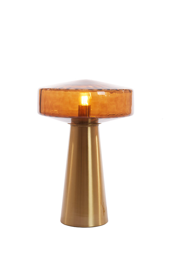 Light &amp; Living - Lampe de table 'Pleat' (Taille M, Verre Marron &amp; Or)