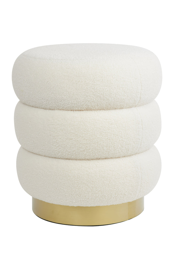 Light &amp; Living - Pouf 'Kimi' (Teddy, Blanc &amp; Or)