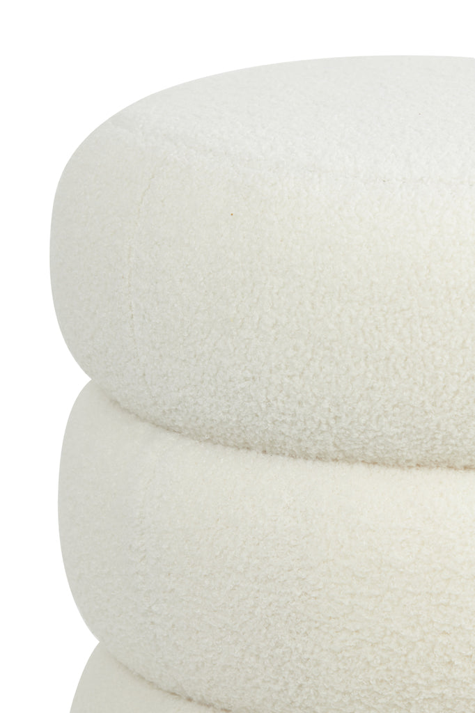 Light &amp; Living - Pouf 'Kimi' (Teddy, Blanc &amp; Or)