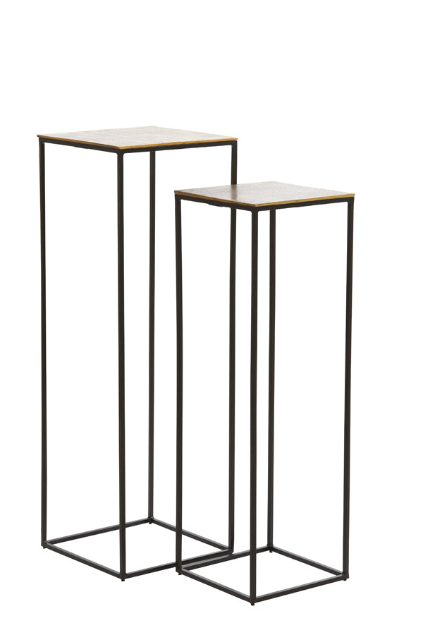 Light & Living - Pilaar 'Quin' (Set van 2, Antique Bronze & Black)