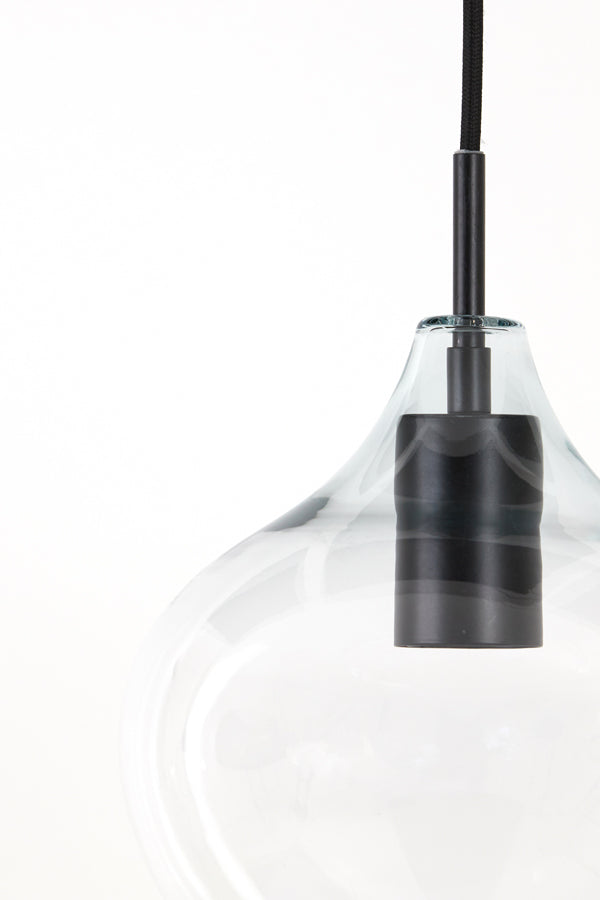 Light &amp; Living - Lampe suspendue 'Rakel' (5 pièces, Noir Mat &amp; Transparent)