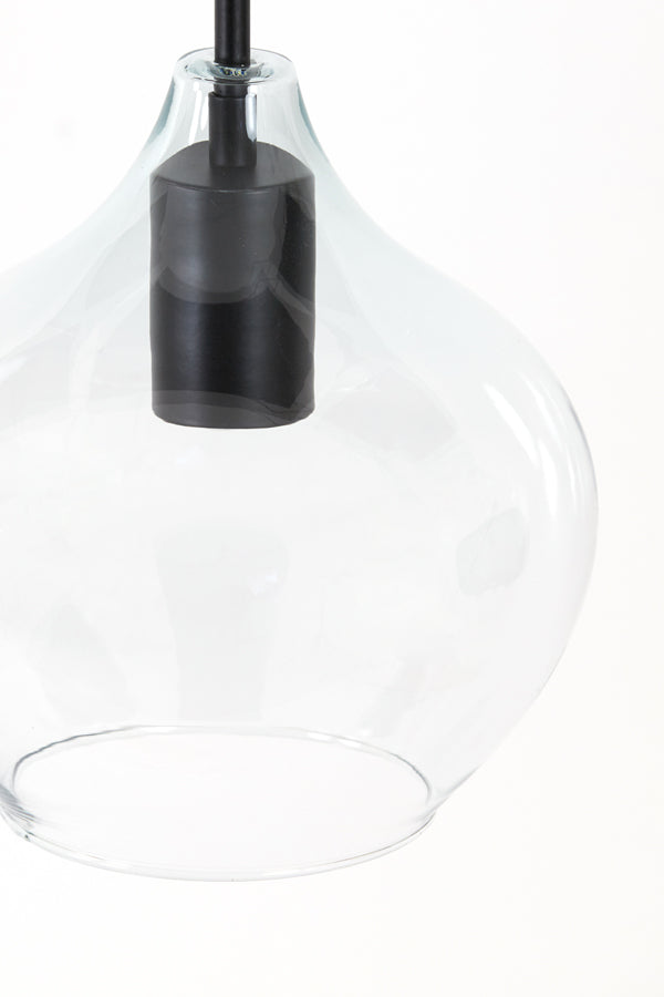 Light &amp; Living - Lampe suspendue 'Rakel' (5 pièces, Noir Mat &amp; Transparent)