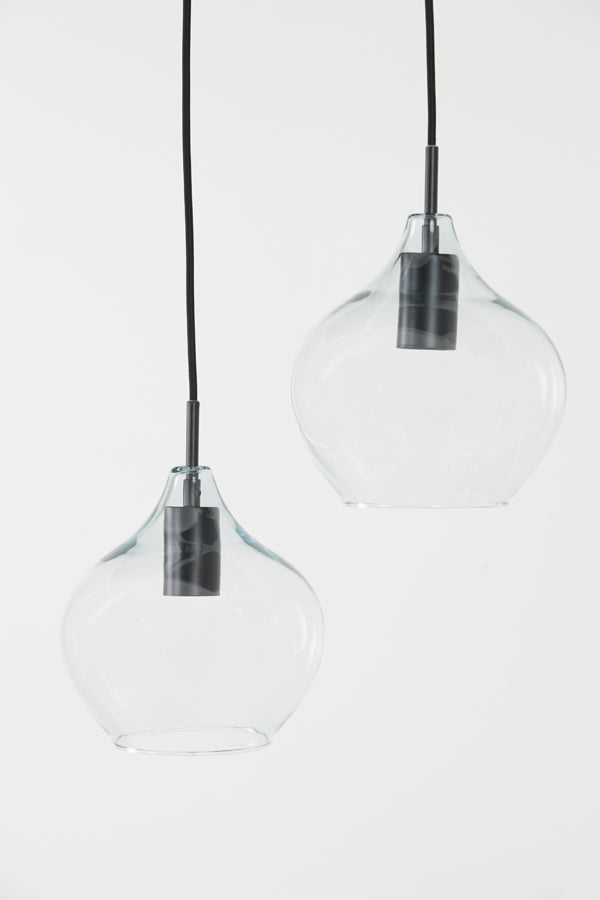 Light &amp; Living - Lampe suspendue 'Rakel' (5 pièces, verre, Noir Mat &amp; Transparent)