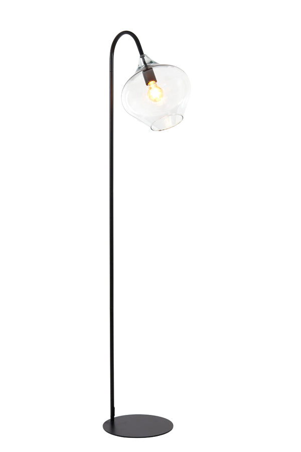 Light &amp; Living - Lampadaire 'Rakel' (160cm de haut, Noir Mat &amp; Transparent)