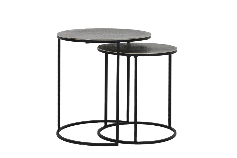 Light &amp; Living - Tables d'appoint 'Rengo' (Lot de 2, Texture, Plomb Antique)